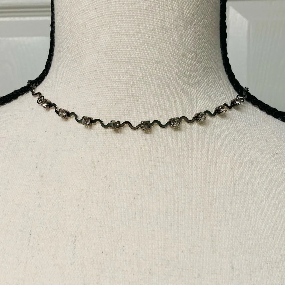 Vintage bundle (2) Girls necklaces circa 90s. Silver/gunmetal/rhinestones